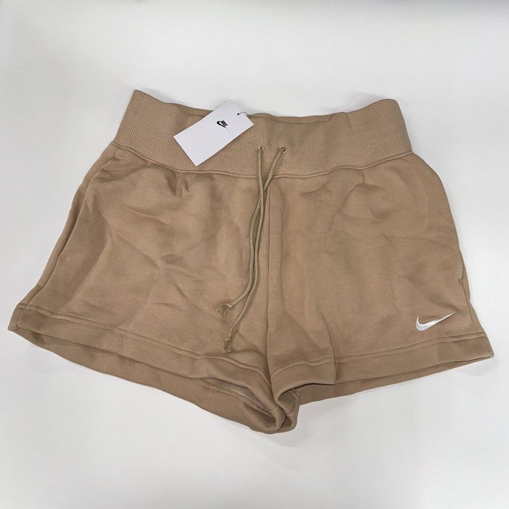 Nike Women's Sportswear Phoenix Fleece Shorts SZ M Brown Drawstring FD1409-200